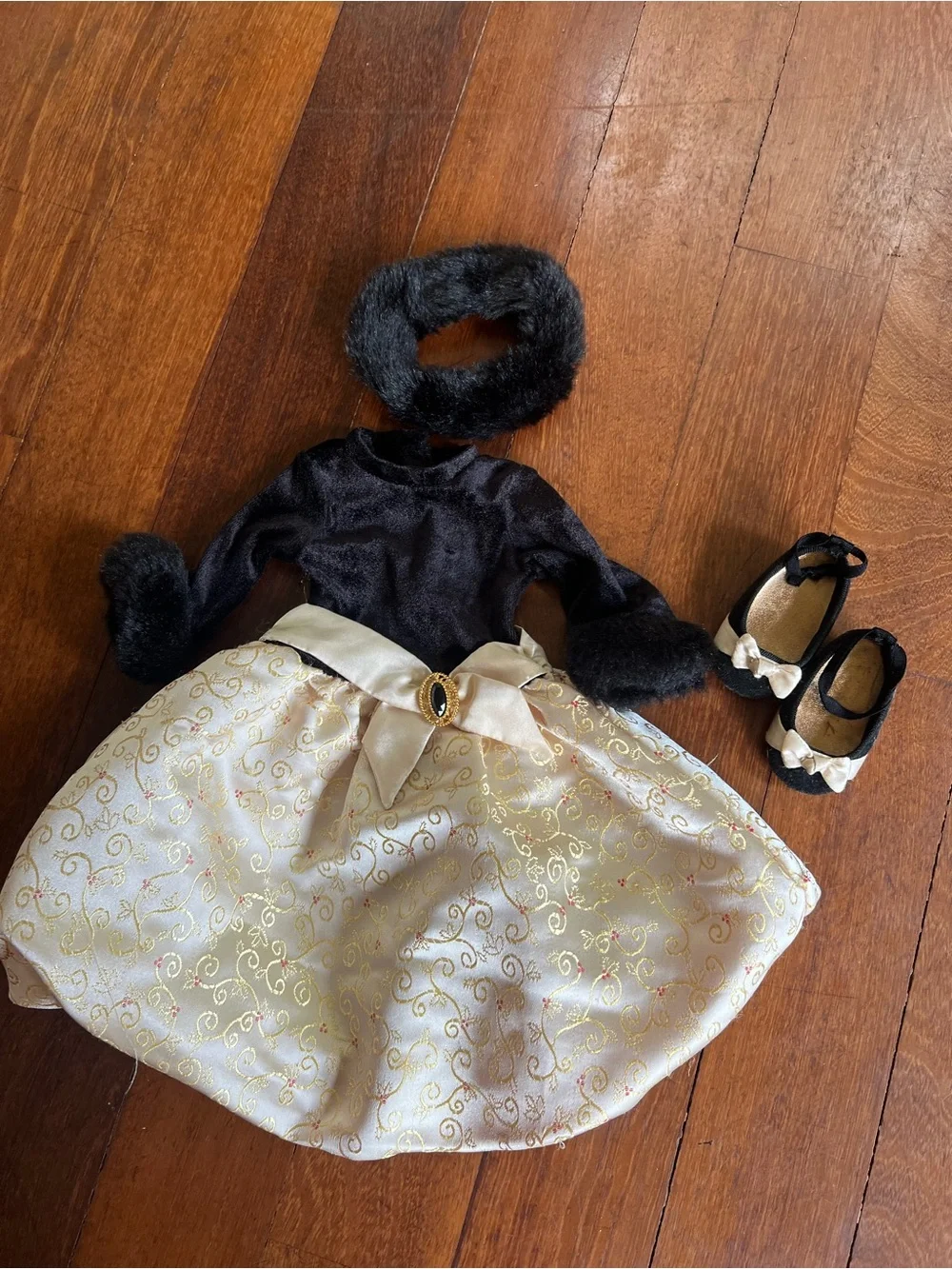 American Girl Doll Midnight Holly 2007 holiday outfit dress shoes accessory EUC